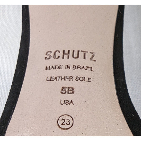 Schutz Black Suede Clear Strap Josseana Sandal Heels Size 5 - Picture 6 of 8